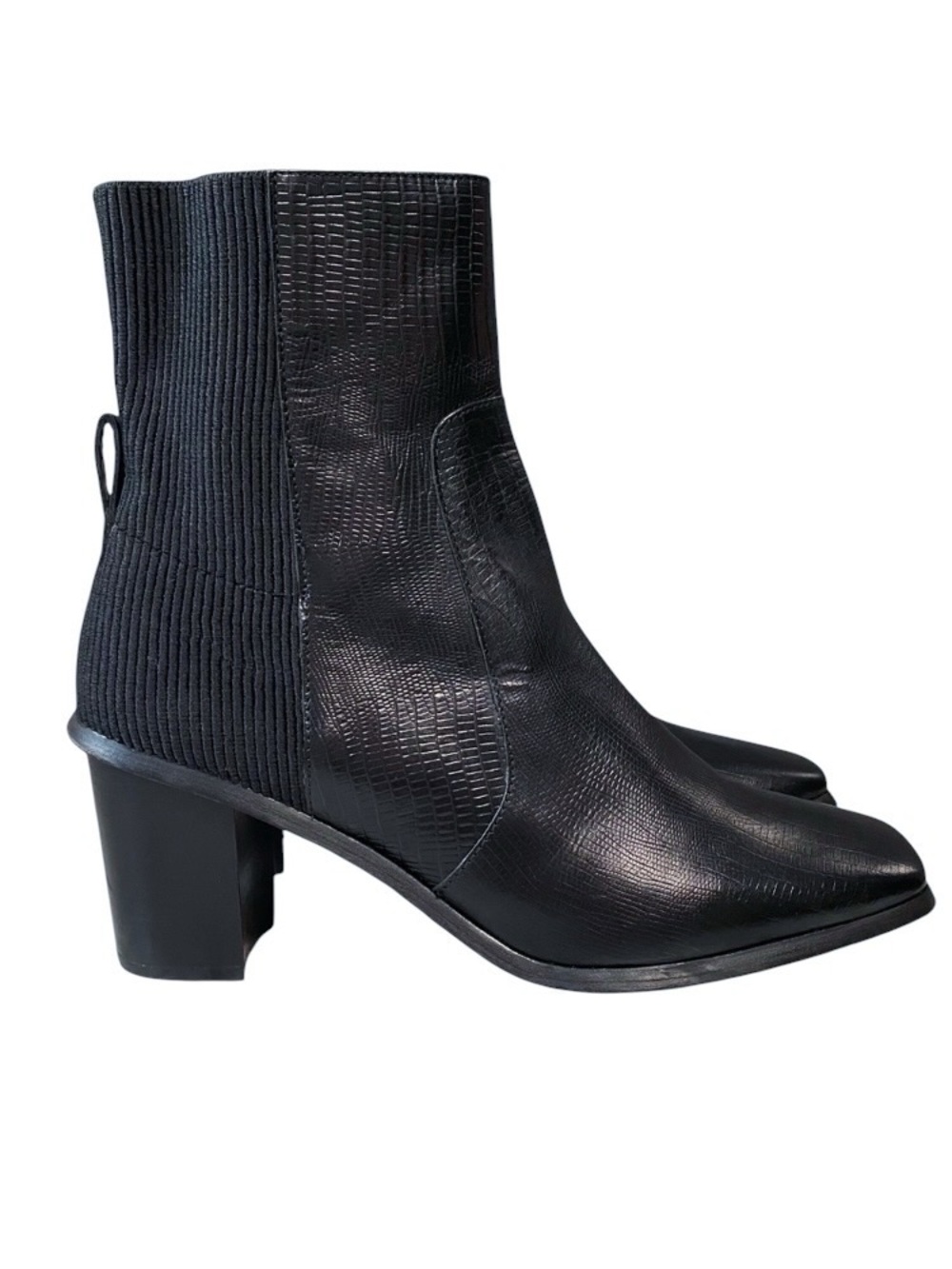 Andre Assous Venice Boot Lizard Embossed Block Heel Zip Boots